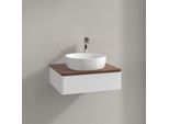 Villeroy und Boch Antao Waschtisch-Unterschrank K07152MT 60x19x50cm, Hahnloch, Waschbeckenplattenfarbe warm walnut, white matt lacquer