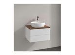 Villeroy und Boch Antao Waschtisch-Unterschrank L18052MT mit Beleuchtung, 2 Auszüge, 600 x 360 x 500 mm, Front ohne Struktur, White Matt Lacquer / Warm Walnut