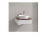 Villeroy und Boch Antao Waschtisch-Unterschrank L07012MT mit Beleuchtung, 1 Auszug, 600 x 190 x 500 mm, Front ohne Struktur, White Matt Lacquer / Warm Walnut