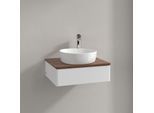Villeroy und Boch Antao Waschtisch-Unterschrank K07052MT 60x19x50cm, Hahnloch, Waschbeckenplattenfarbe warm walnut, white matt lacquer
