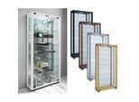 VCM Glasvitrine stehend Vitrine Glas mit ESG-Sicherheitsglas Maße ca. H. 115 x B. 59 x T. 18 cm Standvitrine Glas Modern und platzsparend Glas Vitrinenschrank – Lumo Maxi Spiegel