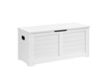 Boxxx Truhe Vasagle, Weiß, Holzwerkstoff, 100x46x40 cm, Deckel, Tragegriff, Deckel aufklappbar, Ordnen & Aufbewahren, Truhen