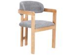 Mid.you Armlehnstuhl, Grau, Eichefarben, Holz, Textil, Kautschukholz, massiv, eckig, 60x80x52 cm, Holzmöbel, Sitzgelegenheiten Holz, Holzstühle