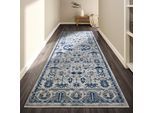 Teppich VILLEROY & BOCH "Emmanuel", blau (creme,blau), B:80cm H:11mm L:240cm, Polypropylen, Teppiche, Teppich, Läufer, Orient, Wohnzimmer, Schlafzimmer, Klassisch, Kurzflor, Weich