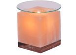 HIMALAYA SALT DREAMS Salzkristall-Tischlampe "Kubus", orange, H: 13cm, 1 Stk., Leuchten, Handgefertigt aus Salzkristall - jeder Stein ein Unikat, H: ca.13 cm