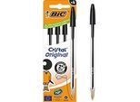 BIC Cristal Original Kugelschreiber Schwarz, 4er Box, 1,0 mm, mittlere Spitze