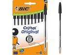 BIC Cristal Original Kugelschreiber Schwarz, 10er Box, 1,0 mm, mittlere Spitze