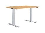 Schäfer Shop Genius Schreibtisch MODENA FLEX, elektrisch höhenverstellbar, Rechteck, T-Fuss, B 1200 x T 800 mm, Buche/weissalu