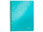 Collegeblock Leitz WOW, DIN A5, 80 linierte Blatt, Klarsicht-Tasche, FSC®-zertifiziert, eisblau