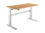 Schreibtisch Komfort, elektrisch höhenverstellbar, Rechteck, C-Fuss, B 1600 x T 800 x H 655-1305 mm, Buche/weissaluminium RAL 9006