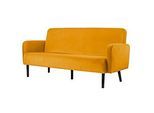 Dreisitzer Sofa meet by Paperflow LISBOA, Stoffbezug safran, Fussgestell schwarz, B 1760 x T 815 x H 830 mm