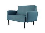 Zweisitzer Sofa meet by Paperflow LISBOA, Stoffbezug blau, Fussgestell schwarz, B 1240 x T 815 x H 830 mm