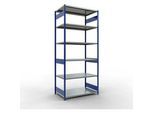 Schulte MULTIplus250 Steckregal, Grundregal, 7 Fachböden, bis 250 kg je Fachboden, werkzeuglos montierbar, B 1300 x T 800 x H 3000, enzianblau/verzinkt