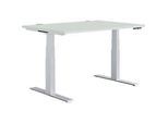 Schäfer Shop Genius Schreibtisch MODENA FLEX, elektrisch höhenverstellbar, Rechteck, T-Fuss, B 1200 x T 800 mm, lichtgrau/weissalu