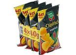 Chips funny-frisch Chipsfrisch ungarisch, Kartoffelchips mit rauchigem Paprika-Geschmack, 4 Tüten mit jeweils 40 g