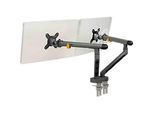 Monitorarm BakkerElkhuizen BE Flexible Dual, für 2 Monitore, bis 10 kg, dreh-, neig- und schwenkbar, 80 mm Klemmweite, VESA-komaptibel, ergonomisch, Höhenverstellbar von 170 bis 582 mm, dunkelgrau/schwarz