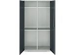 Schäfer Shop Genius Mehrzweckschrank FS, modular, indivuduell erweiterbar, Mittelwand, 4 Fachböden, bis 450 kg, B 1055 x T 520 x H 1950 mm, lichtgrau/anthrazitgrau