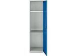 Schäfer Shop Genius Mehrzweckschrank FS, modular, individuell erweiterbar, 2 Fachböden, bis 250 kg, B 545 x T 520 x H 1950 mm, Stahl, lichtgrau/enzianblau
