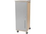 Rocada Caddy Visualline 4036, mobil, 4 Fächer, 1 ausziehbarer Ablageboden, neigbares Pult, abschliessbar, B 470 x T 500 x H 1200 mm, Holz/Metall, Buche