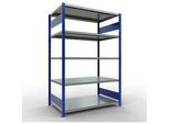 Schulte MULTIplus250 Steckregal, Grundregal, 5 Fachböden, bis 250 kg je Fachboden, werkzeuglos montierbar, B 1300 x T 800 x H 2000, enzianblau/verzinkt