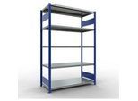 Schulte MULTIplus250 Steckregal, Grundregal, 5 Fachböden, bis 250 kg je Fachboden, werkzeuglos montierbar, B 1300 x T 600 x H 2000, enzianblau/verzinkt