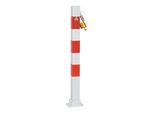 Schake Absperrpfosten Typ 470UVHB, umlegbar, für Vorhangschloß, zum Einbetonieren, 70x70mm, weiß / rot)