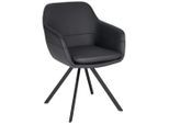 Novel Armlehnstuhl , Schwarz , Metall, Leder , Echtleder , Büffelleder , Füllung: Komfortschaum , Stativgestell , 60.5x86x62.5 cm , Esszimmer, Stühle, Lederstühle