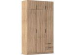 Kleiderschrank RAUCH "Drehtürenschrank Schrank Garderobe Ankleide Schlafzimmer LAGOA", eiche sonoma, B:136cm H:235cm T:54cm, Holzwerkstoff, Schränke, Kleiderschrank, mit geräumigen Schubladen, optional mit Aufsatz MADE IN GERMANY