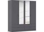 Kleiderschrank RAUCH "Drehtürenschrank Schrank Garderobe Ankleide Schlafzimmer LAGOA", grau (graumetallic), B:181cm H:197cm T:54cm, Holzwerkstoff, Schränke, Kleiderschrank, geräumige Schubladen, 3 Breiten, optional mit Aufsatz MADE IN GERMANY