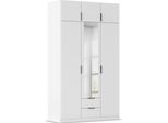 Kleiderschrank RAUCH "Drehtürenschrank Schrank Garderobe Ankleide Schlafzimmer LAGOA", weiß (alpinweiß), B:136cm H:235cm T:54cm, Holzwerkstoff, Schränke, Kleiderschrank, geräumige Schubladen, 3 Breiten, optional mit Aufsatz MADE IN GERMANY