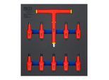 BGS Werkstattwageneinlage 2/3: VDE-Bit-Einsatz-Satz 70217, Antrieb Innenvierkant 12,5 mm (1/2"), T-Profil (für TX) T20 - T55, 10-tlg. ; BGS technic)