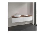 Villeroy und Boch Antao Waschtisch-Unterschrank L37012MT mit Beleuchtung, 2 Auszüge, 1600 x 360 x 500 mm, Front ohne Struktur, White Matt Lacquer / Warm Walnut