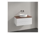 Villeroy und Boch Antao Waschtisch-Unterschrank K19112MT 80x36x50cm, Waschbeckenplattenfarbe warm walnut, white matt lacquer