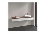 Villeroy und Boch Antao Waschtisch-Unterschrank L16152MT mit Beleuchtung, 2 Auszüge, 1600 x 190 x 500 mm, Front mit Struktur, White Matt Lacquer / Warm Walnut