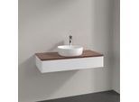 Villeroy und Boch Antao Waschtisch-Unterschrank K09052MT 100x19x50cm, Hahnloch, Waschbeckenplattenfarbe warm walnut, white matt lacquer