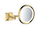 hansgrohe AddStoris Rasierspiegel 41790990 3-fach Vergrößerung, mit LED Leuchte, Wandmontage, polished gold optic