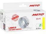 Preisetiketten METO®, für 1-zeilige Preisauszeichner, wiederablösbar, Wellenrand, B 22 x H 12 mm, FSC®-Papier, weiß, 6 Rollen mit 1000 Stück