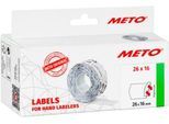 Preisetiketten METO®, für 2-zeilige Preisauszeichner, permanenthaftend, Wellenrand, B 26 x H 16 mm, FSC®-Papier, weiß, 6 Rollen mit 1000 Stück