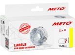 Preisetiketten METO®, für 1-zeilige Preisauszeichner, permanenthaftend, Wellenrand, B 22 x H 12 mm, FSC®-Papier, weiß, 6 Rollen mit 1000 Stück