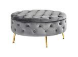 Xora Hocker, Grau, Gold, Metall, rund, 90x44x90 cm, Stauraum, Wohnzimmer, Hocker, Sitzhocker