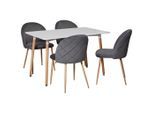 Livetastic Tischgruppe, Grau, Weiß, Buche, Holz, Metall, Textil, Buche, massiv, konisch, 120x51x75 cm, Esszimmer, Tische, Esstische