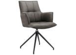 Novel Armlehnstuhl , Schwarz, Dunkelgrau , Metall, Textil , Drehkreuz , 59x89.5x63 cm , Sitzfläche 360° drehbar, inklusive Armlehnen , Esszimmer, Stühle, Armlehnstühle