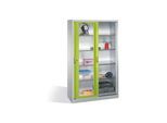 C+P Werkzeugschrank mit Sichtfenster-Schiebetüren, 4 Böden, H1950xB1200xT500mm Front Viridingrün Korpus Lichtgrau ; C + P Möbelsysteme (2059-055|S10088)