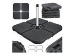 KESSER® Sonnenschirmständer 4-teilig Schirmgewicht Schirmständer für Ampelschirm Bodenkreuz 60 Liter / 80 kg befüllbar mit Wasser oder Sand Inkl. Metallverbinder Ampelschirmständer Kunststoff