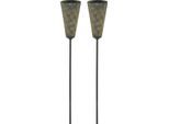 Gartenleuchte LUXFORM "Luxform Solar Torch Leeds, set of 2", schwarz, B:10,5cm H:27cm L:10,5cm, Leuchten, Gartenleuchte, LED-Fackellampe, Solarenergie, warmweiß, aus Metall, IP45