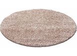 Hochflor-Teppich AYYILDIZ TEPPICHE "Life Shaggy 1500" Gr. 10, beige, H:30mm Ø:200cm, Kunstfaser, Teppiche, auch in rechteckig, Wohnzimmer, Langflor, große Farbauswahl