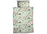 Bettwäsche CASATEX "Belli Fiori", rot (rot, grün), B/L: 155cm x 220cm, 1 Stk., 1 Stk., Satin, B/L: 80cm x 80cm, 2 Stk., Satin, Obermaterial: 100% Baumwolle, Bettwäsche, Bettwäsche, elegante, farbenfrohe Bettwäsche