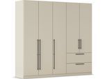 Kleiderschrank RAUCH "Drehtürenschrank Schrank Garderobe Wäscheschrank Schlafzimmer AVOLA", beige (beige (champagner)), B:226cm H:210cm T:54cm, Holzwerkstoff, Schränke, Kleiderschrank, mit hochwertigen Stangengriffen aus Metall in Schwarz MADE IN GERMANY