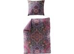 Wendebettwäsche JEKATEX "FLORENZIA", lila (beere), B/L: 135cm x 200cm, 1 Stk., 1 Stk., Mako-Satin, B/L: 80cm x 80cm, 2 Stk., Mako-Satin, Obermaterial: 100% Baumwolle, Bettwäsche, Wendebettwäsche, Bettwäsche-Set aus 100% Baumwolle