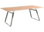 Esstisch MUSTERRING "Tavia", braun (edelstahlfarbig), B:220cm H:76cm T:100cm, Tische, Esstisch, Bügelgestell in 3 Farben, Platte Charakter-Eiche geölt, fest montiert